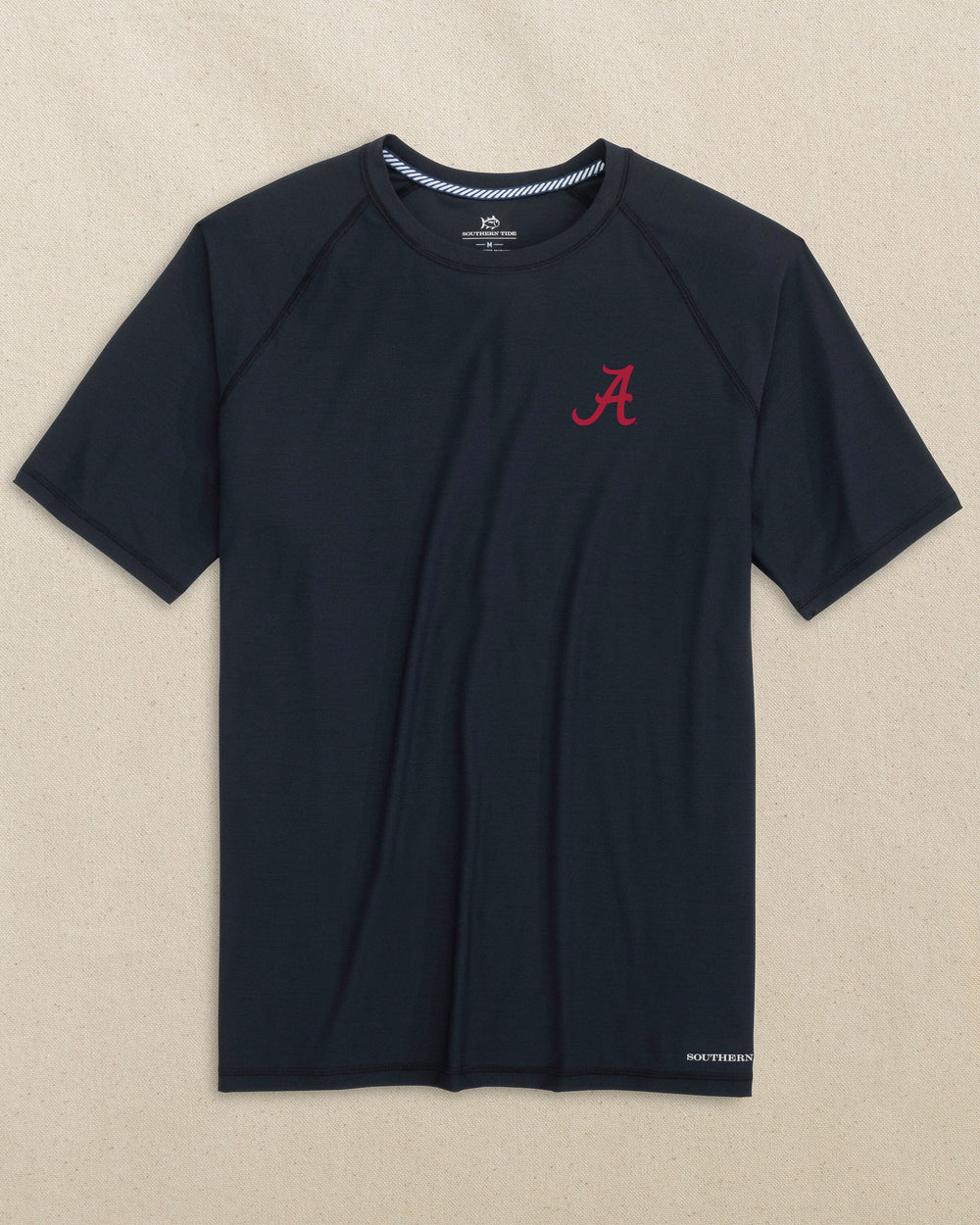 The front view of the Southern Tide Alabama Crimson Tide brrr°®-illiant Performance T-Shirt by Southern Tide - Caviar Black
