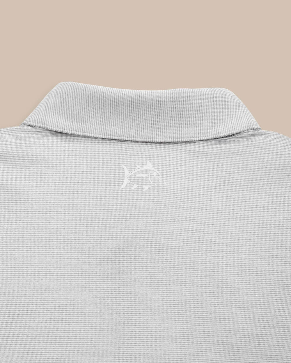The yoke view of the Alabama Crimson Tide Driver Spacedye Polo Shirt by Southern Tide - Slate Grey