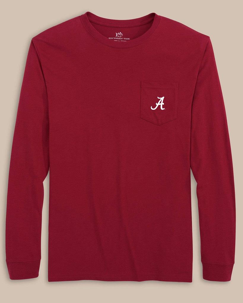 Southern Tide Alabama Red Tide Gameday Embroidered Long Sleeve T-Shirt Red (Size M) 100% Cotton