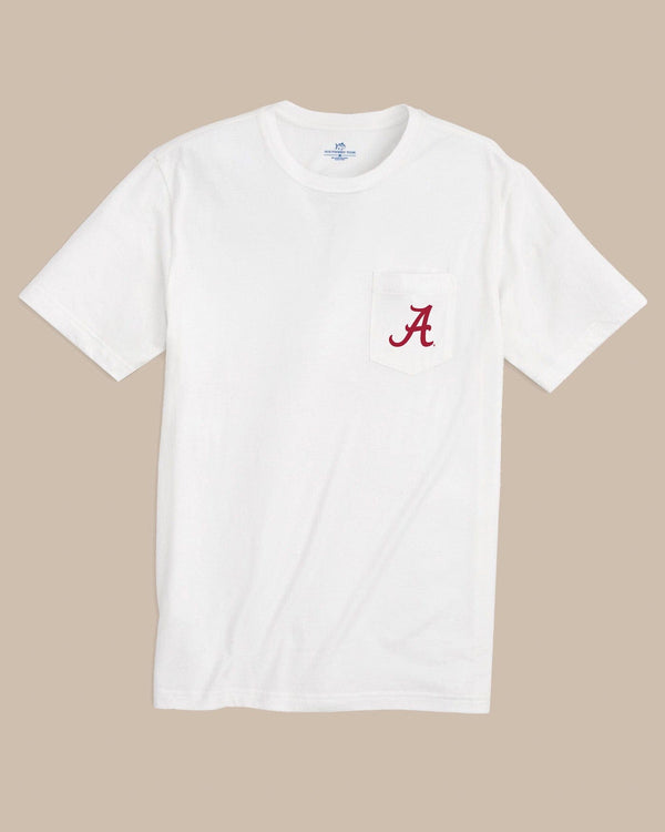 The front view of the Southern Tide Alabama Crimson Tide Gameday Embroidered Short Sleeve T-Shirt by Southern Tide - Classic White