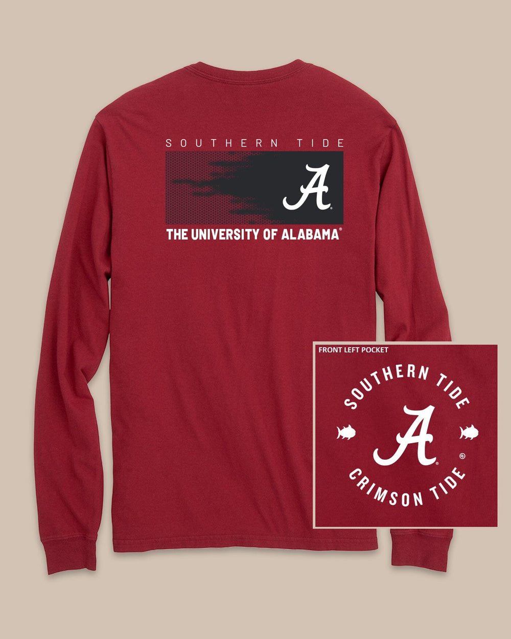 The back view of the Alabama Crimson Tide Gameday Hexagon Gradient T-Shirt by Southern Tide - Crimson