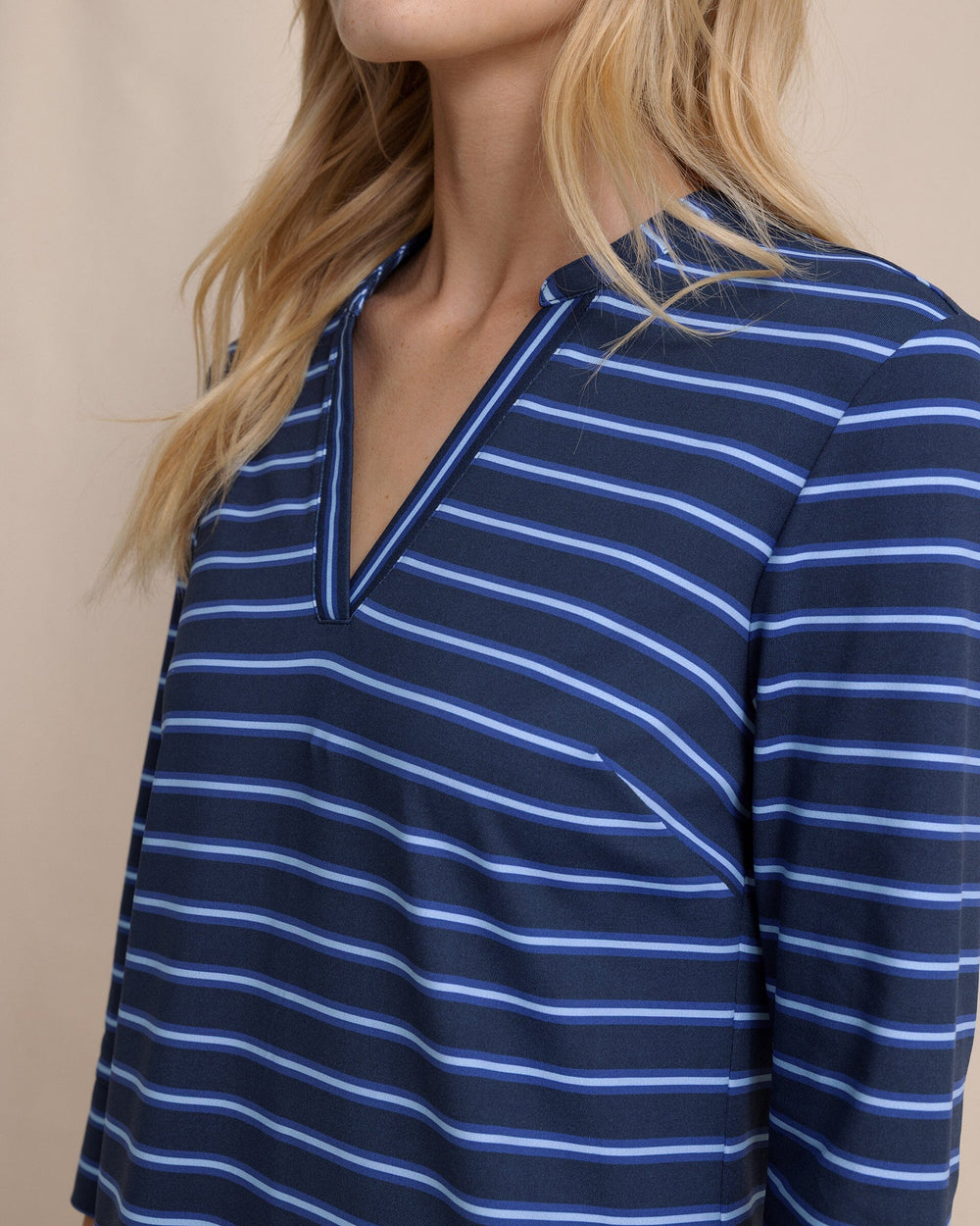 The detail view of the Southern Tide Alicia Stripe Dress by Southern Tide - Dress Blue