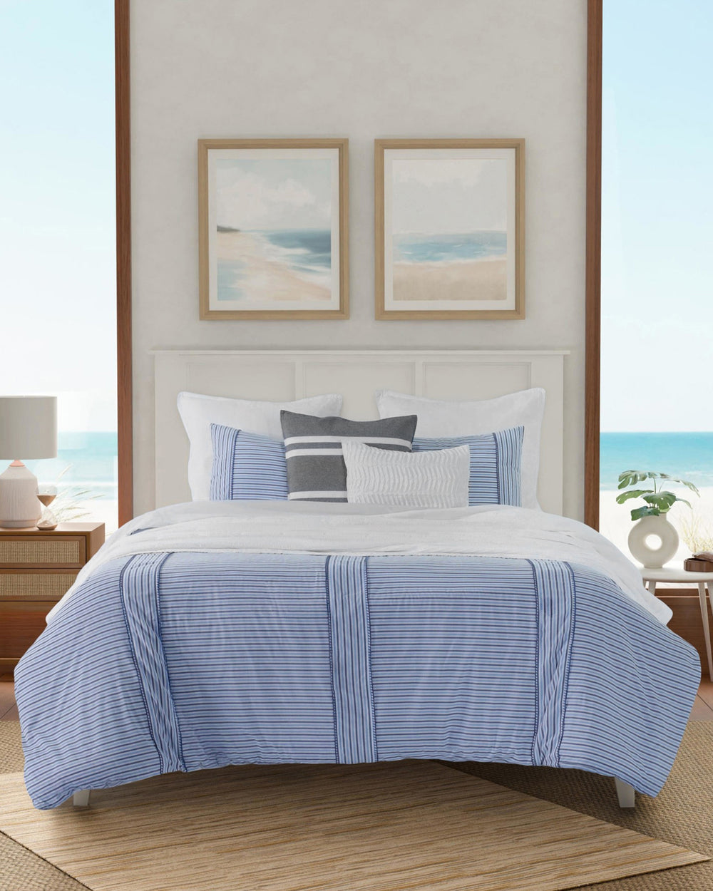 The front view of the Southern Tide Amelia Comforter Set by Southern Tide - Blue