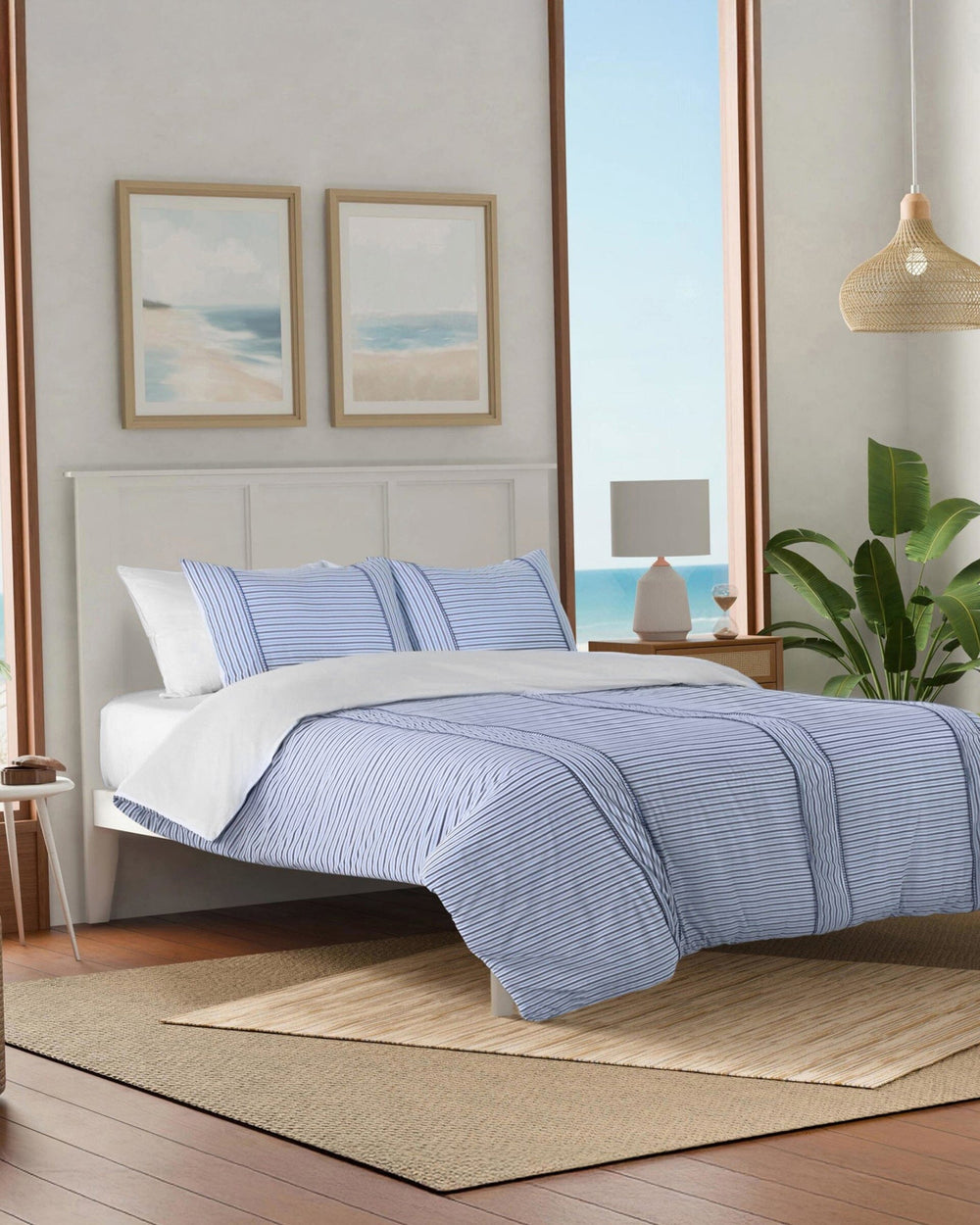 The side view of the Southern Tide Amelia Comforter Set by Southern Tide - Blue