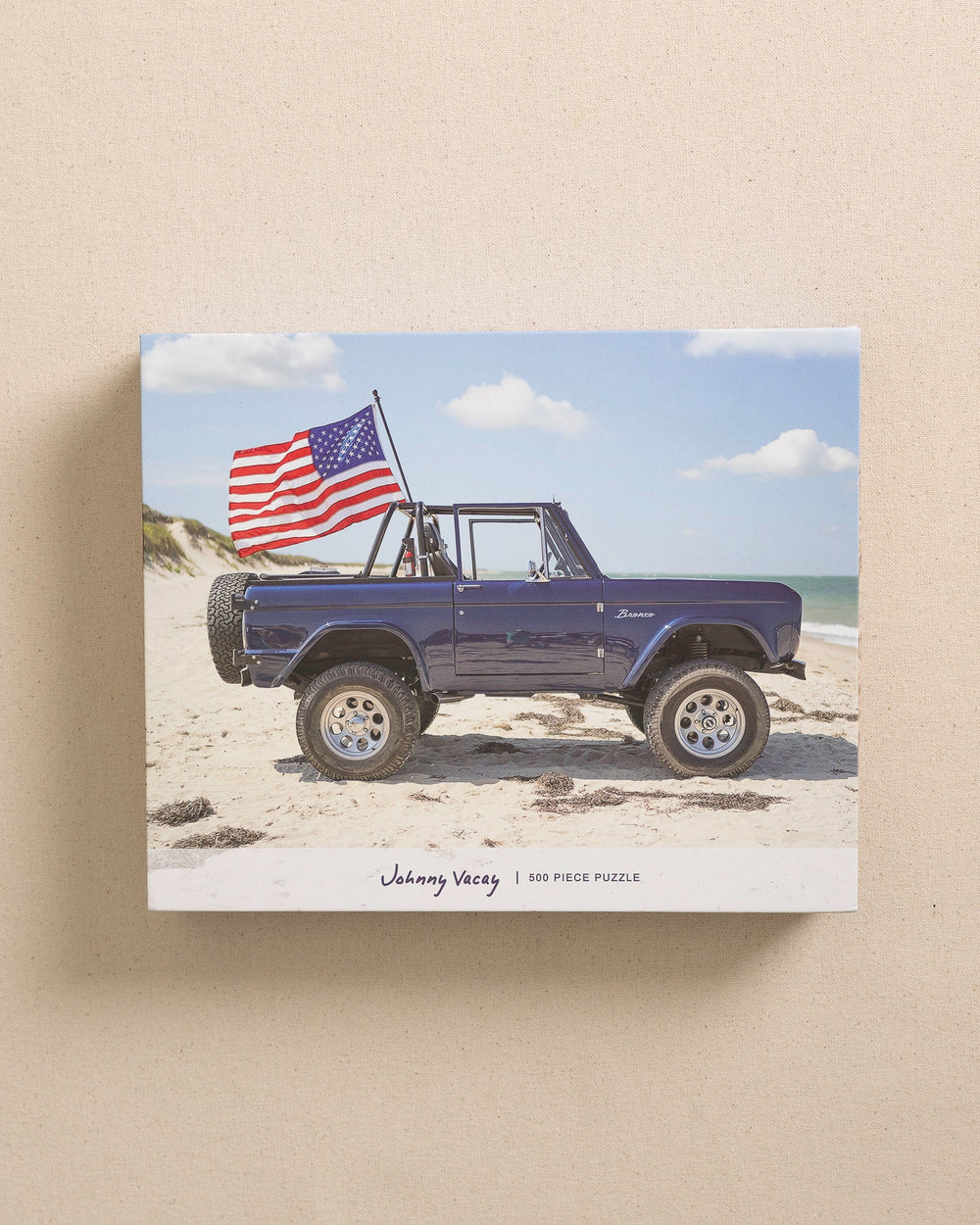 The front view of the Johnny Vacay American Bronco 500 Piece Puzzle at Southern Tide - White