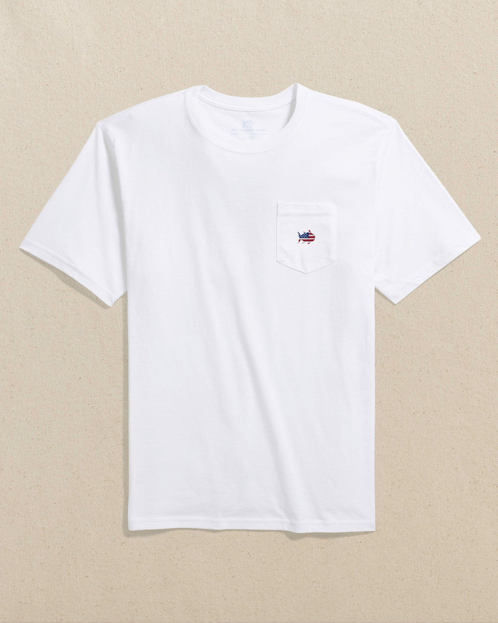 The front view of the Southern Tide Americana Embroidered Short Sleeve T-Shirt by Southern Tide - Classic White
