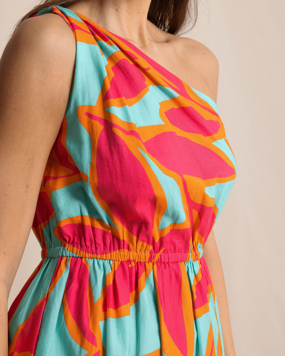 The front detail view of the Southern Tide Analeah Garden Glory Printed Maxi Dress by Southern Tide - Mint