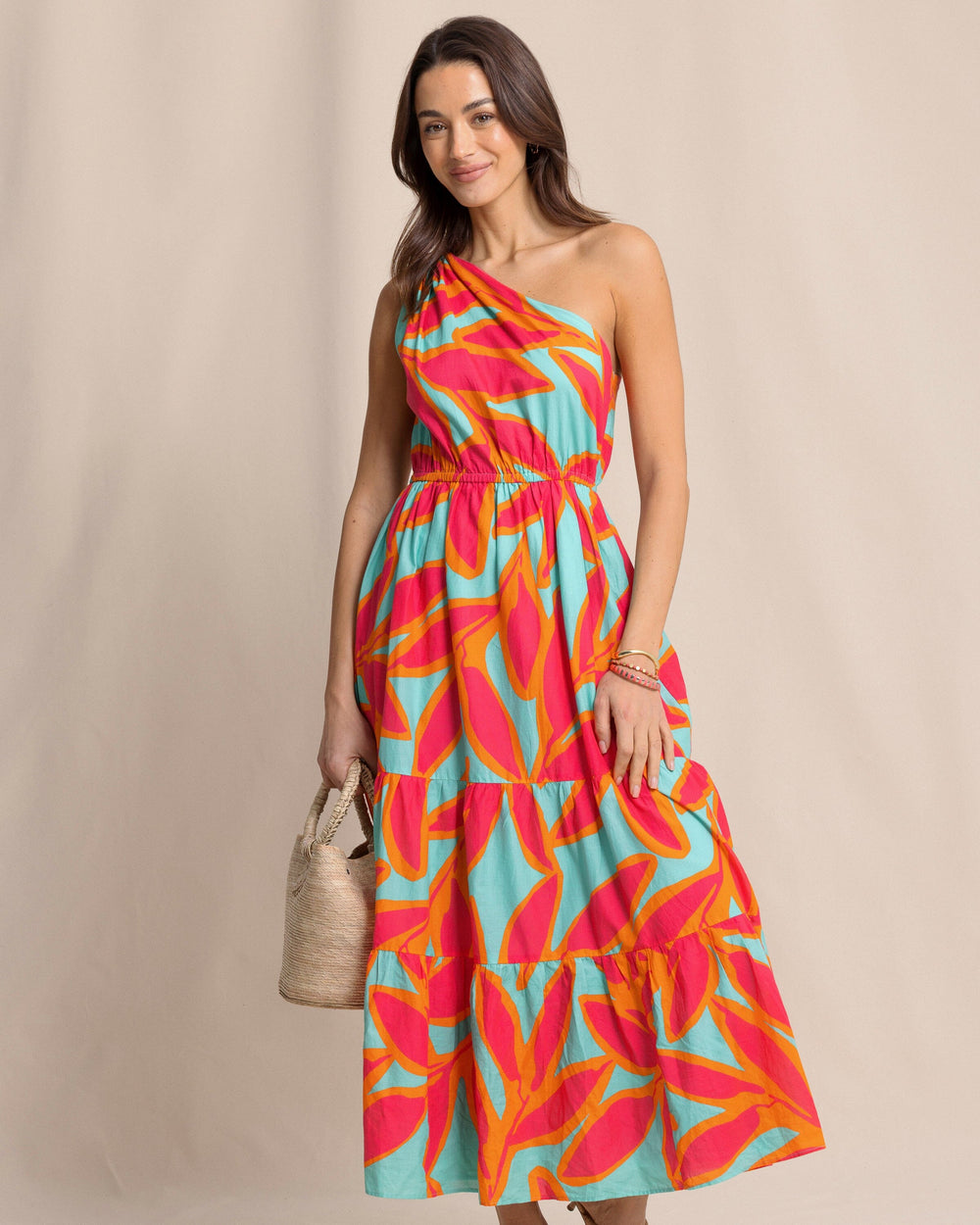 The front side view of the Southern Tide Analeah Garden Glory Printed Maxi Dress by Southern Tide - Mint