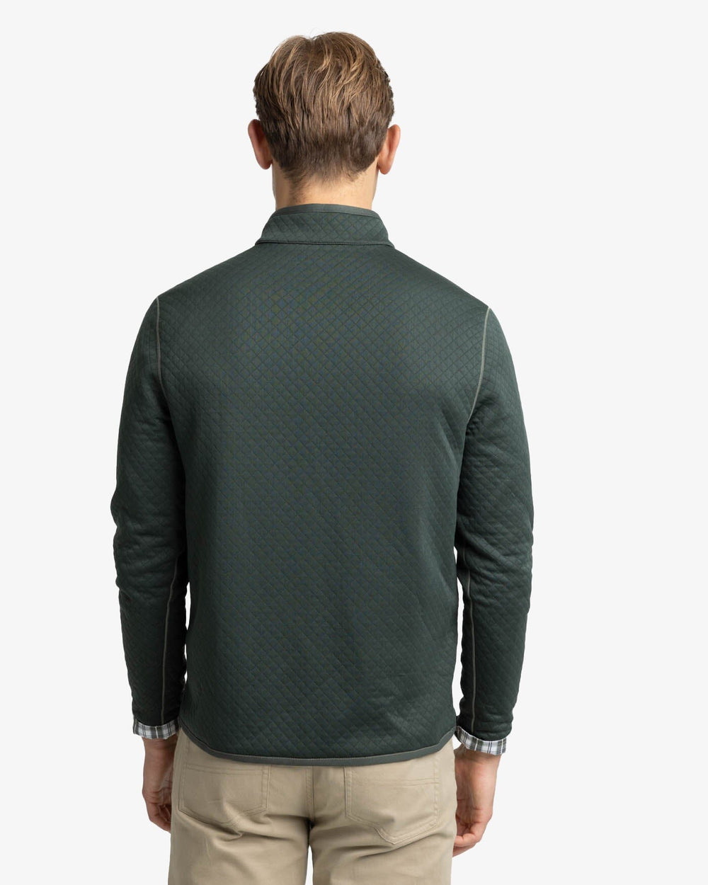 The back view of the Southern Tide Arden Reversible Quarter Zip by Southern Tide - Gulf Green