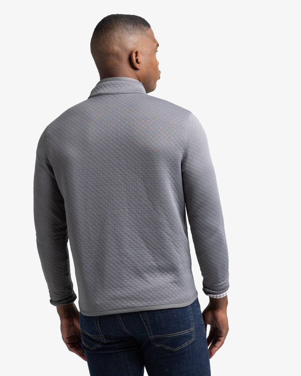 The back view of the Southern Tide Arden Reversible Quarter Zip by Southern Tide - Shadow Grey