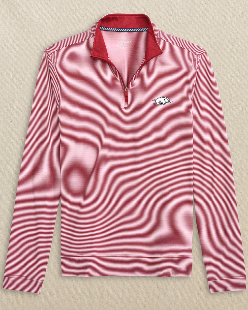 Arkansas Razorbacks Cruiser Micro-Stripe Heather Quarter Zip C_Outerwear Southern Tide 