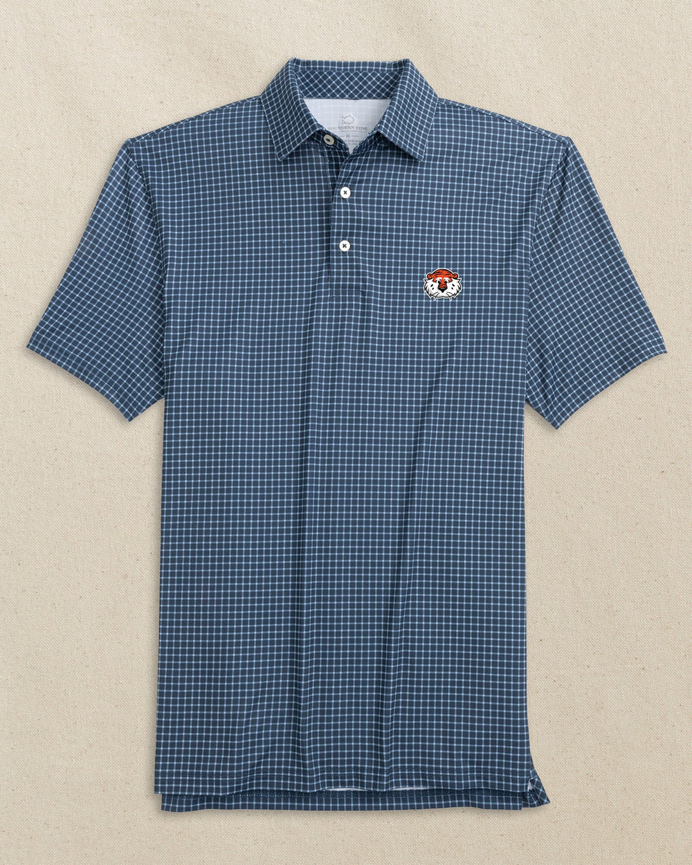 Auburn Tiger Head Driver Dunes Edge Plaid Polo C_Polo Shirts Southern Tide 