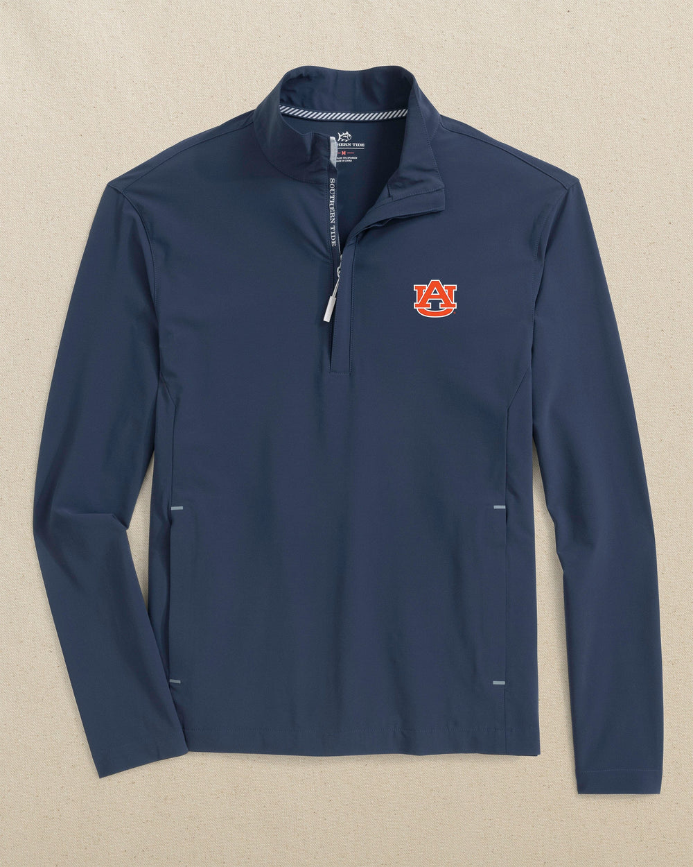 The front view of the Southern Tide Auburn Tigers Avondale Performance Jacket by Southern Tide - Dress Blue