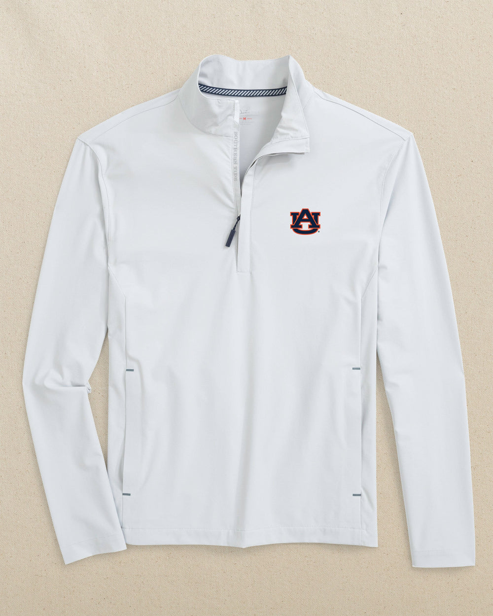 The front view of the Southern Tide Auburn Tigers Avondale Performance Jacket by Southern Tide - Platinum Grey