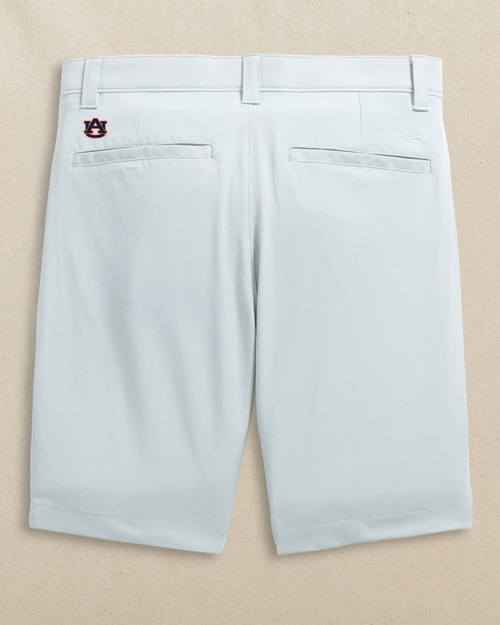 The back view of the Southern Tide Auburn Tigers Birdie 8" Coastal Breeze® Performance Short by Southern Tide - Seagull Grey