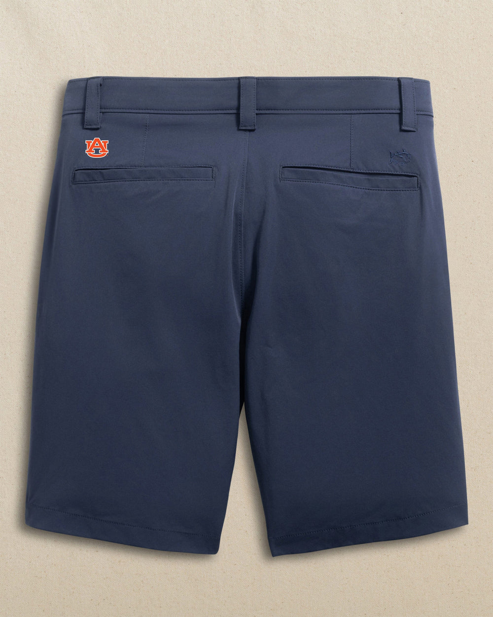 The back view of the Southern Tide Auburn Tigers Birdie 8" Coastal Breeze® Performance Short by Southern Tide - True Navy