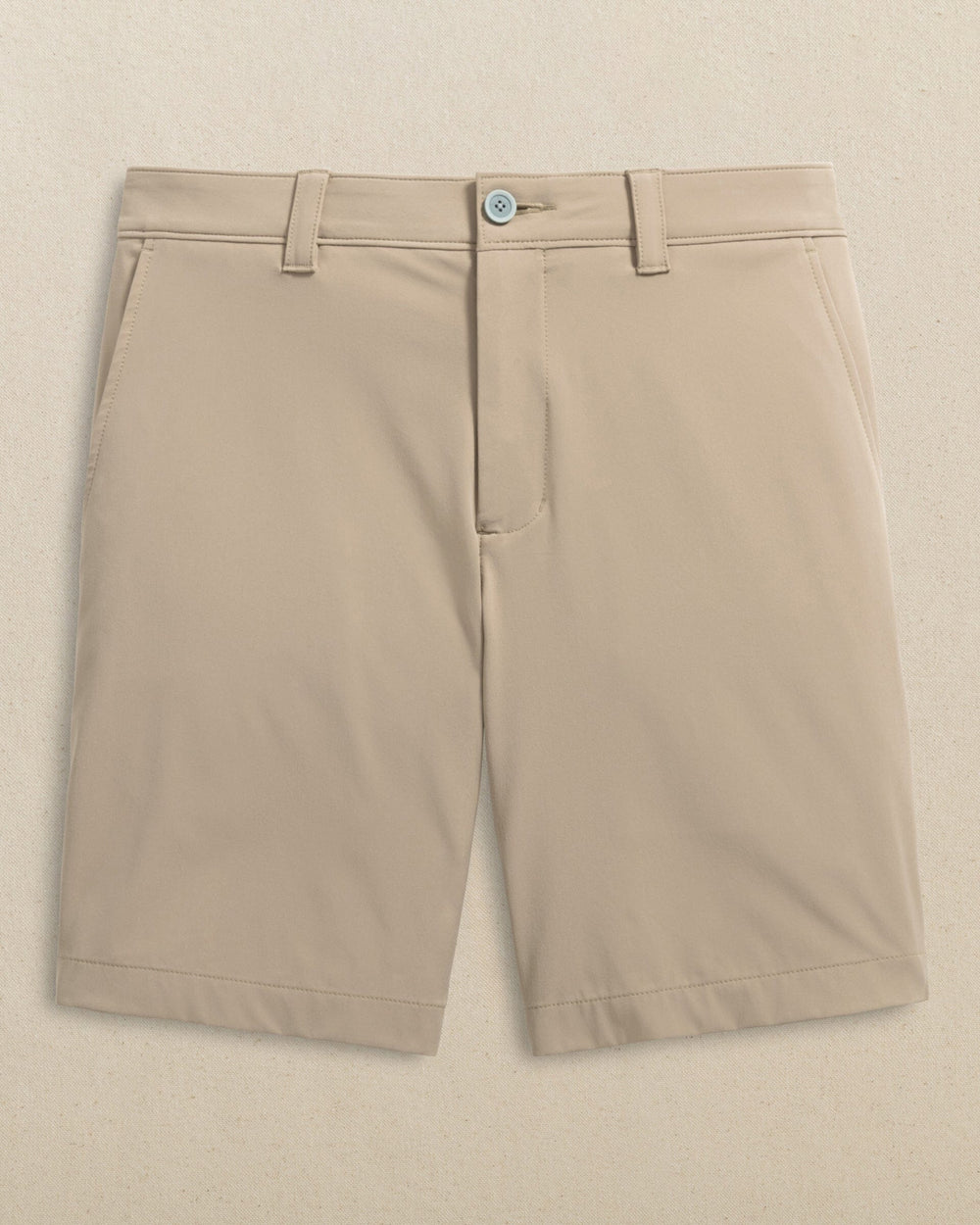 The front view of the Southern Tide Auburn Tigers brrr°®-die 8" Performance Short by Southern Tide - Sandstone Khaki