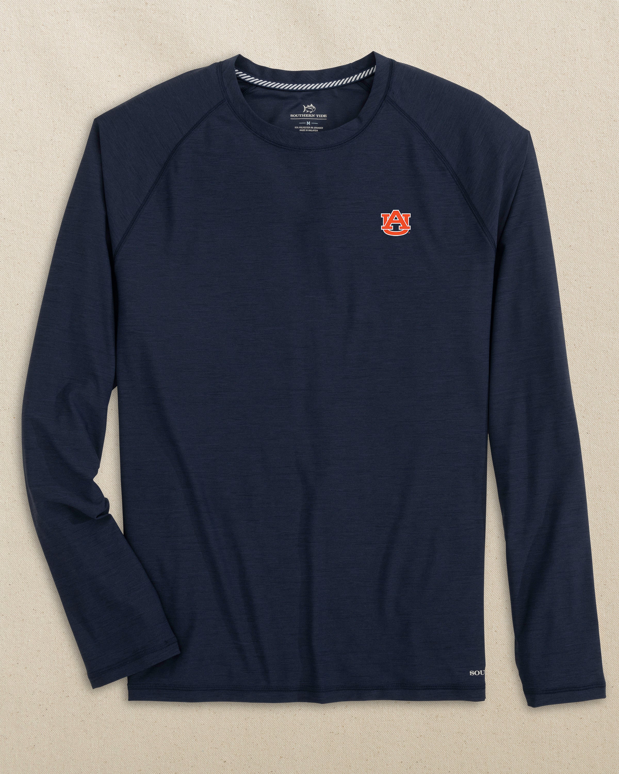 Southern Tide Auburn Tigers brrr-illiant Performance Long Sleeve T-Shirt Grey (Size L) 46% Brrr Polyester 46% Polyester 8% Spandex Southern Tide Auburn Tigers brrr-illiant Performance Long Sleeve T-Shirt Grey (Size L) 46% Brrr Polyester 46% Polyester 8% Spandex