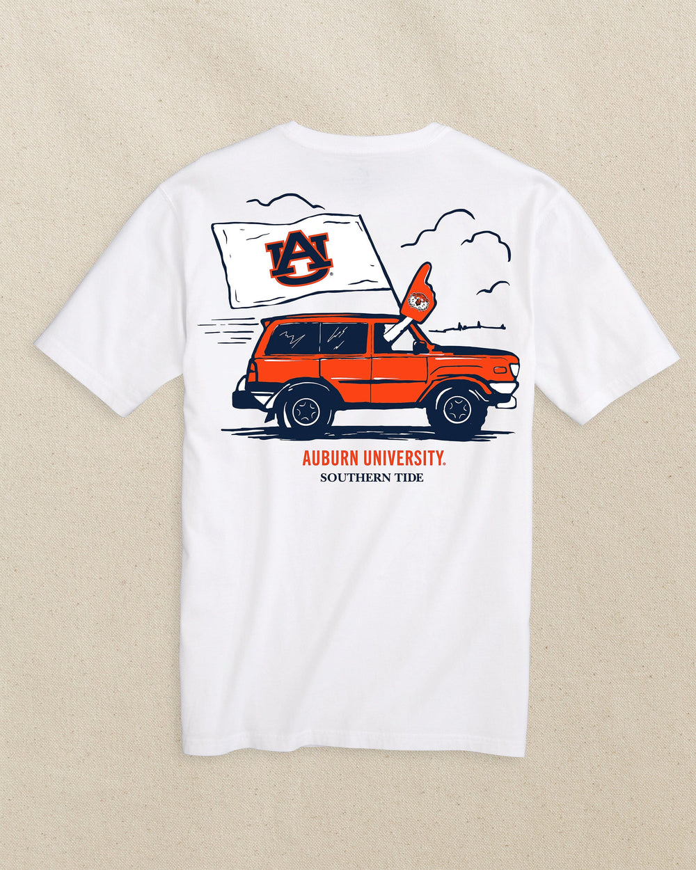 The back view of the Southern Tide Auburn Tigers Game Bound Short Sleeve T-Shirt by Southern Tide - Classic White