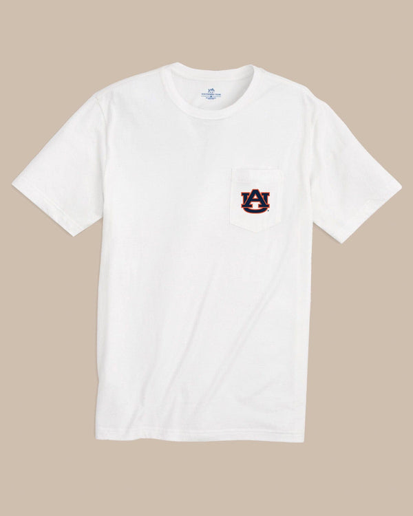 The front view of the Southern Tide Auburn Tigers Gameday Embroidered Short Sleeve T-Shirt by Southern Tide - Classic White