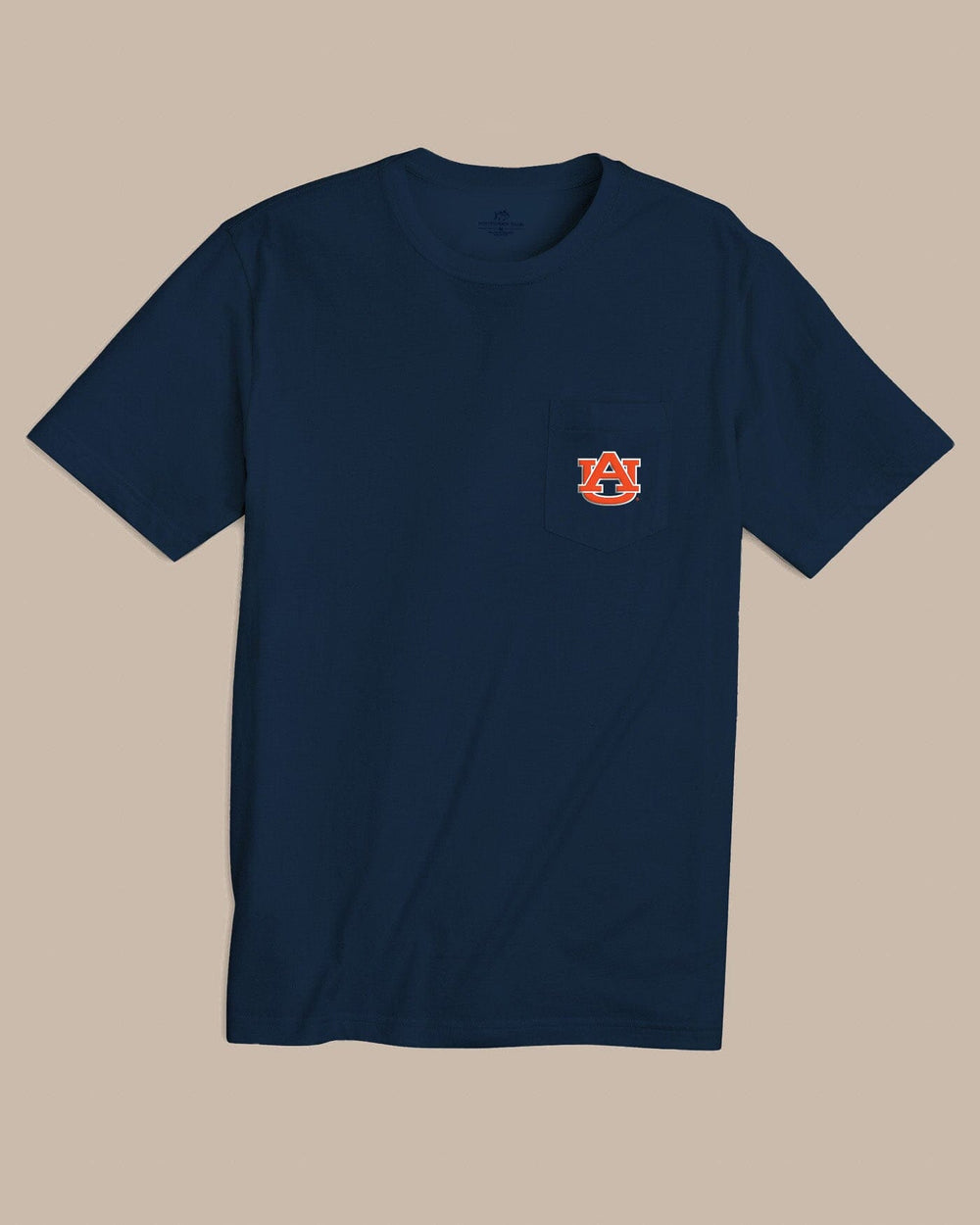 The front view of the Southern Tide Auburn Tigers Gameday Embroidered Short Sleeve T-Shirt by Southern Tide - Navy