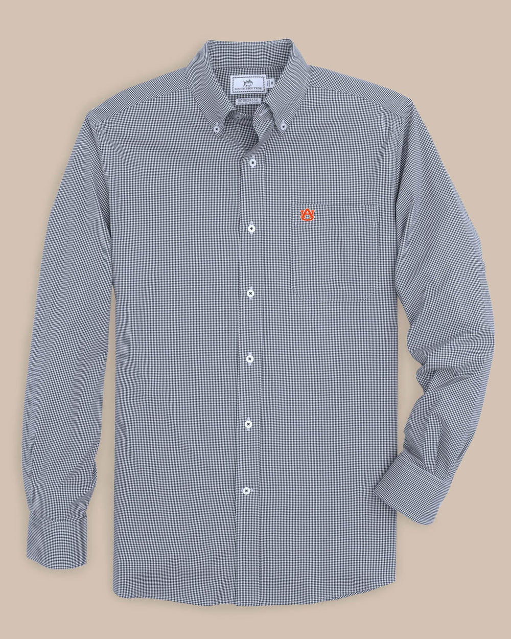 Southern Tide Auburn Tigers Gingham Button Down Shirt Blue (Size L) 91% Nylon 9% Stretch Southern Tide Auburn Tigers Gingham Button Down Shirt Blue (Size L) 91% Nylon 9% Stretch