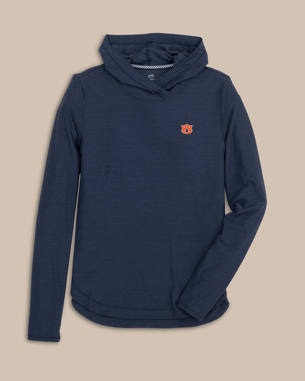 The front view of the Auburn Tigers Women's Linley brrr°®-illiant Hoodie by Southern Tide - Nautical Navy