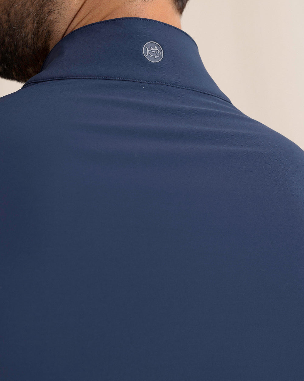 The back detail view of the Southern Tide Avondale Performance Jacket by Southern Tide - Dress Blue