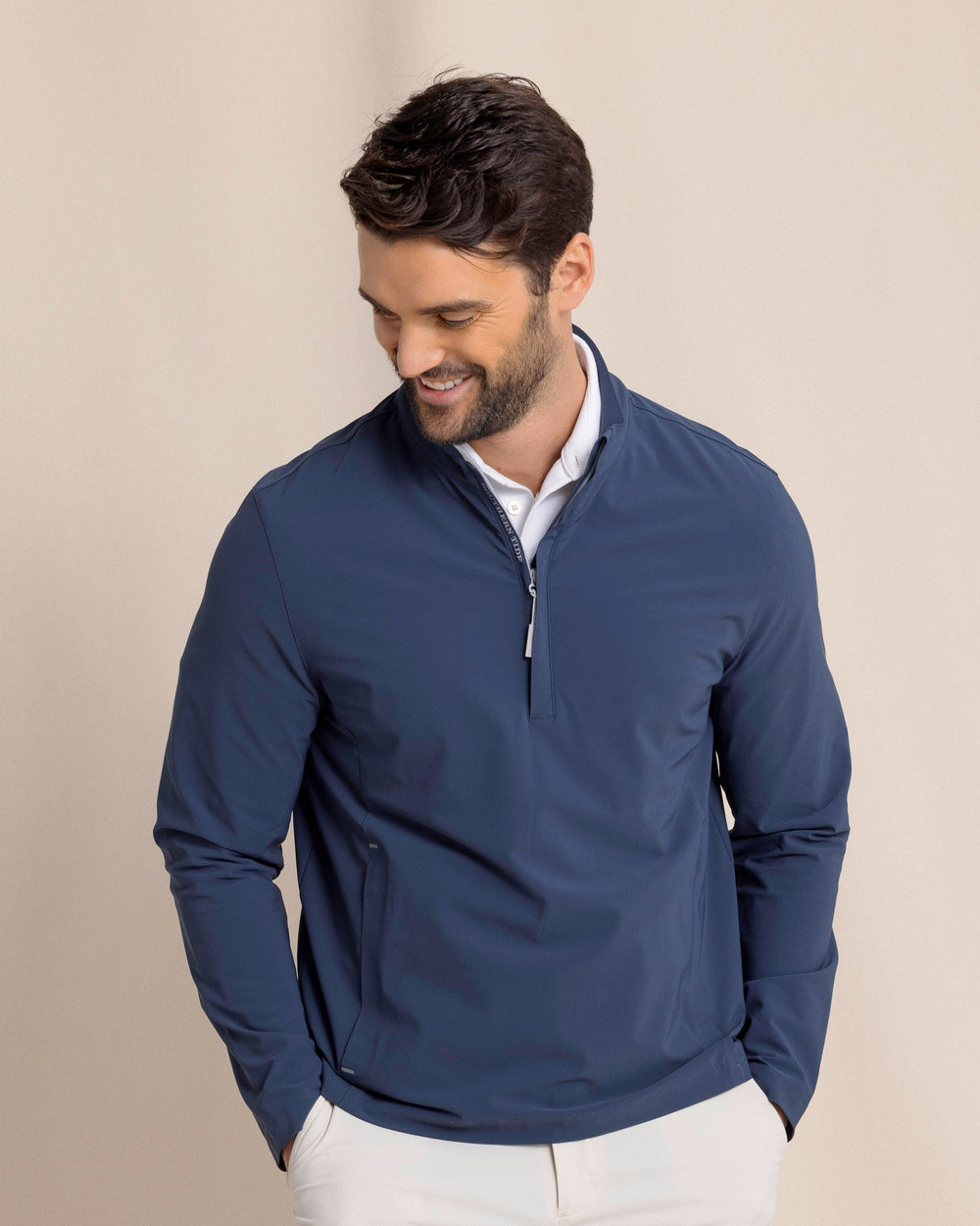 The front view of the Southern Tide Avondale Performance Jacket by Southern Tide - Dress Blue