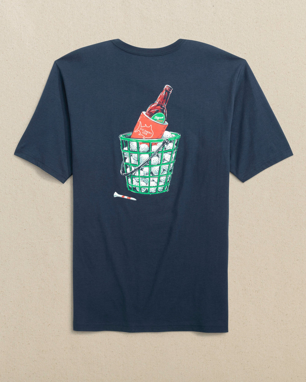 The back view of the Southern Tide Basket of Beers Short Sleeve T-Shirt by Southern Tide - Dress Blue