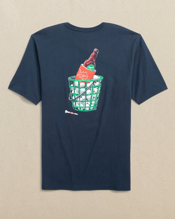The back view of the Southern Tide Basket of Beers Short Sleeve T-Shirt by Southern Tide - Dress Blue