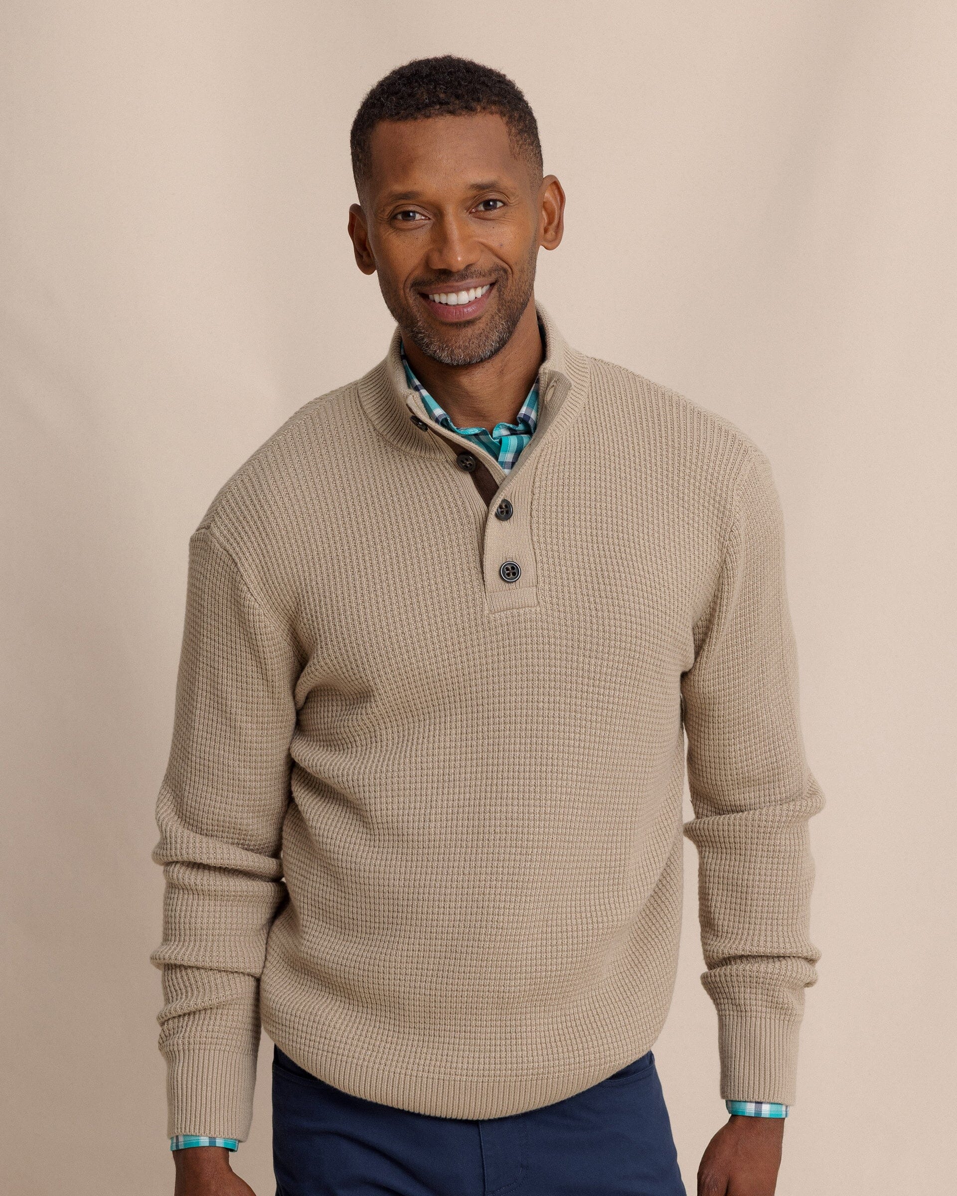 dress sweaters for men Men's Bass Creek Heather Quarter Button Sweater