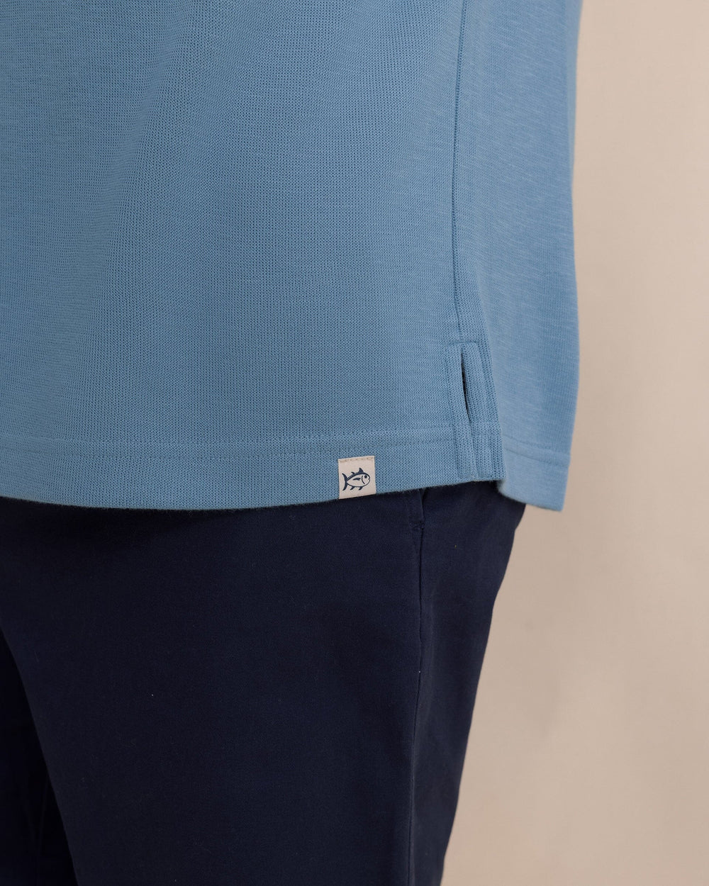 The detail view of the Southern Tide Bay View Hoodie by Southern Tide - Cerulean