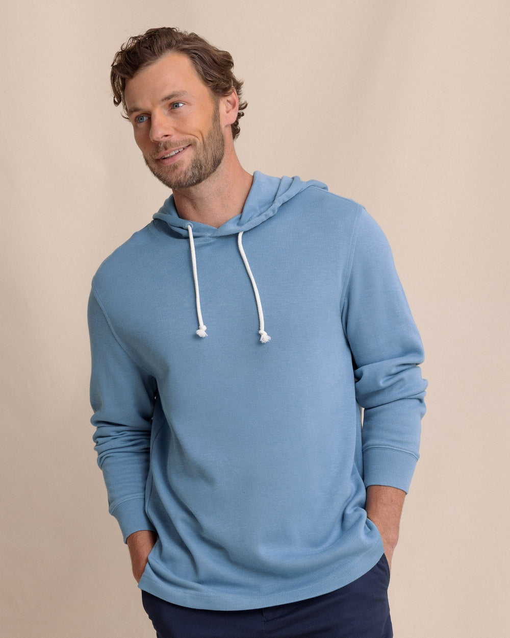 The front view of the Southern Tide Bay View Hoodie by Southern Tide - Cerulean