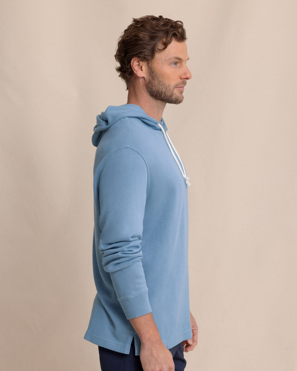 The side view of the Southern Tide Bay View Hoodie by Southern Tide - Cerulean