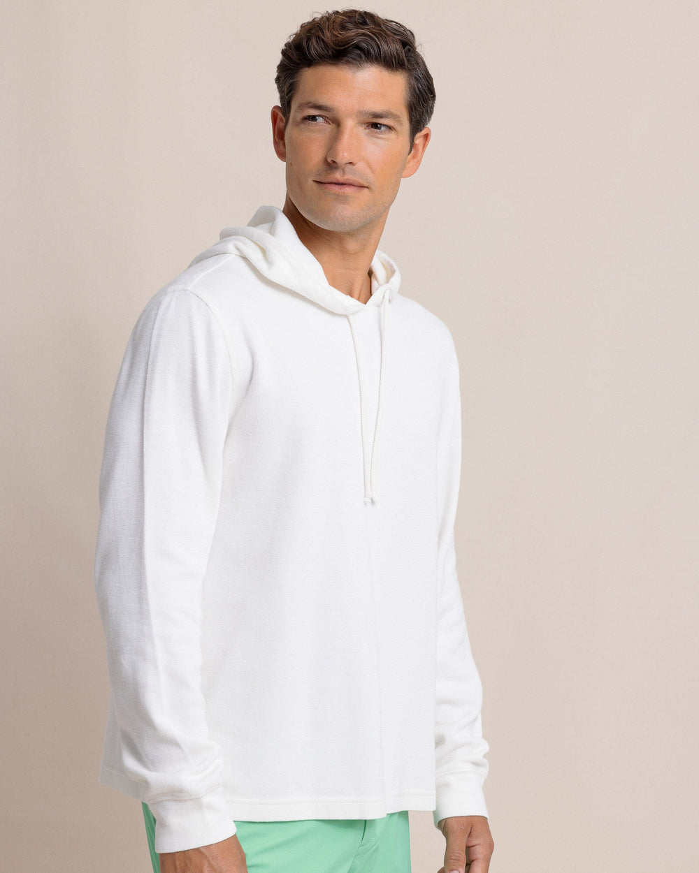 The side view of the Southern Tide Bay View Hoodie by Southern Tide - Sand White