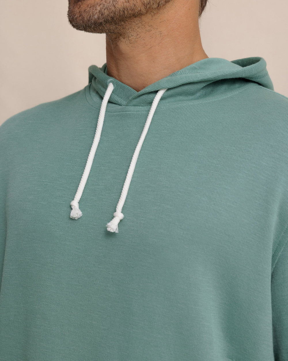 The detail view of the Southern Tide Bay View Hoodie by Southern Tide - Seafoam Green