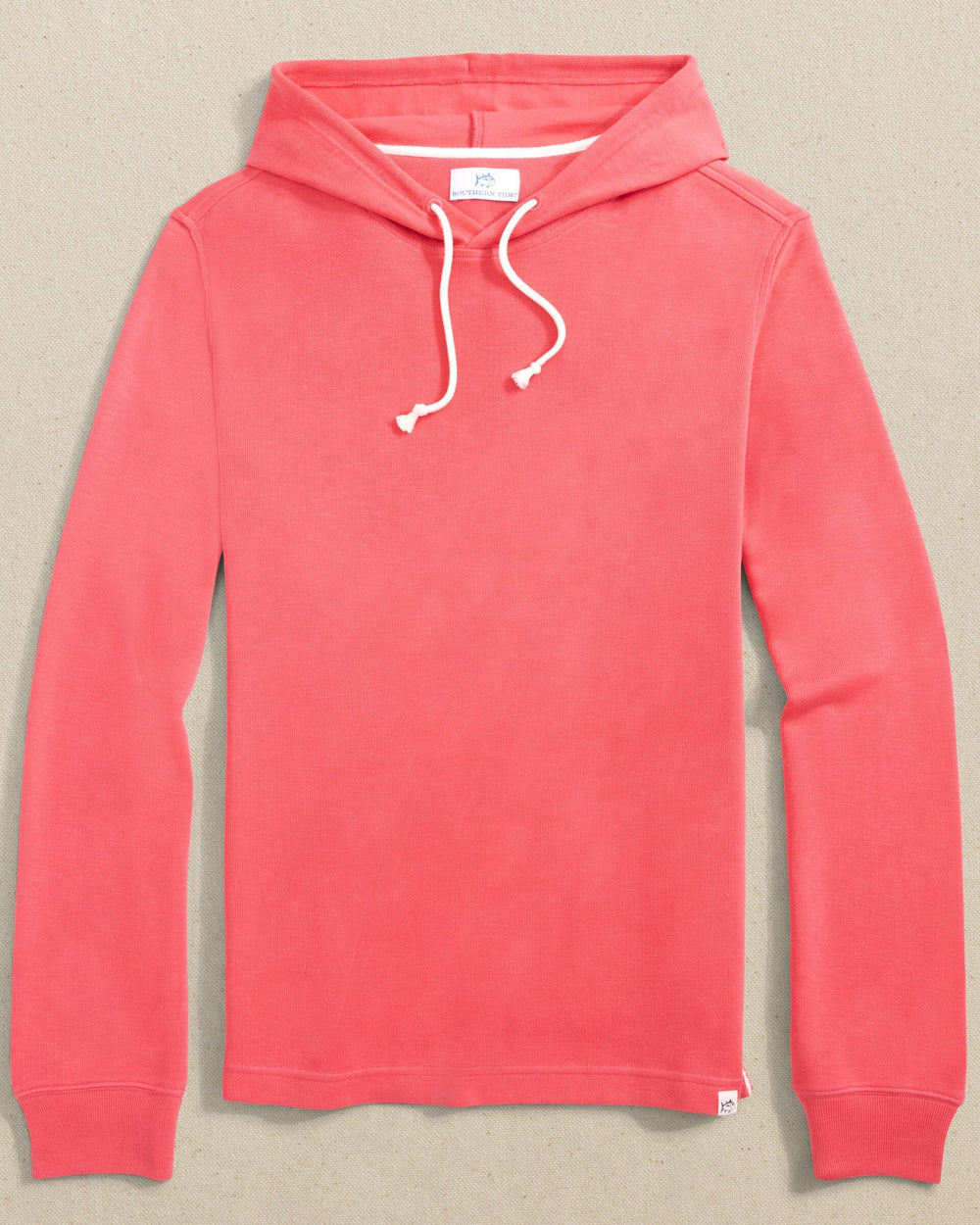 The front view of the Southern Tide Bay View Hoodie by Southern Tide - Sunkist Coral