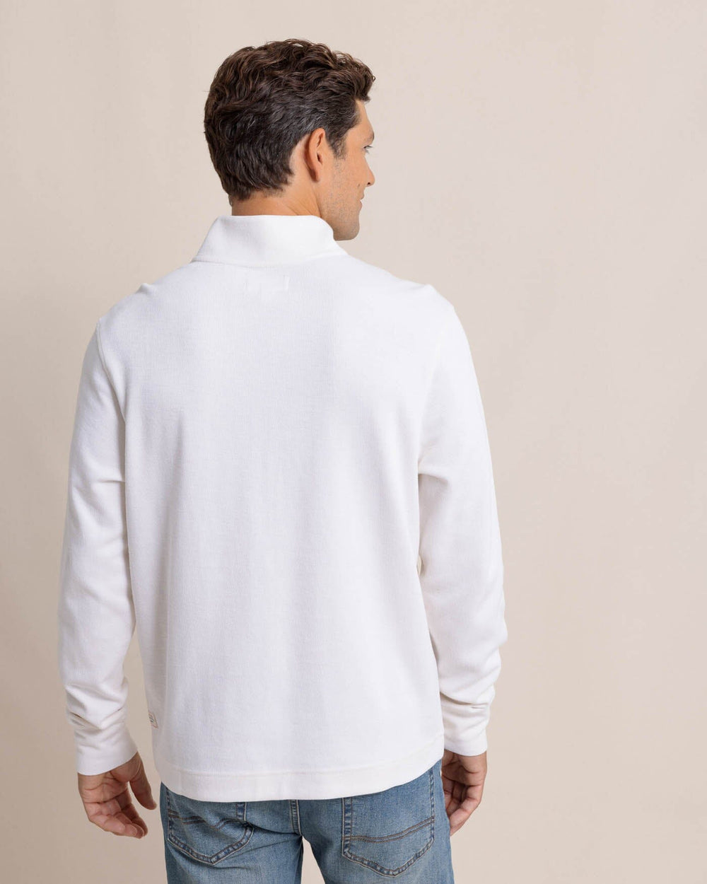 The back view of the Southern Tide Bayberry Quarter Zip by Southern Tide - Sand White