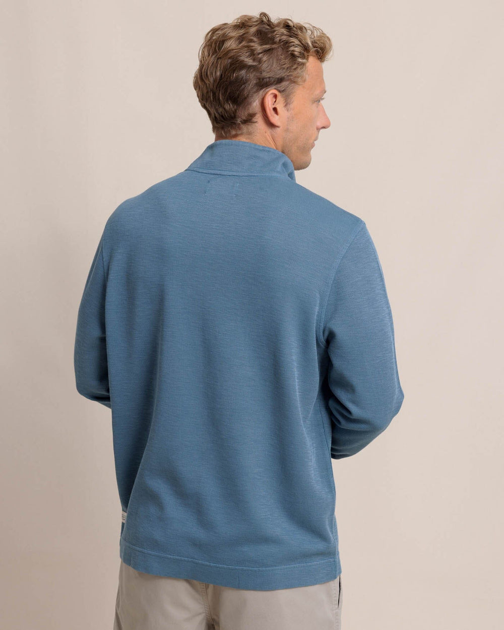 The back view of the Southern Tide Bayberry Quarter Zip by Southern Tide - Sea Blue