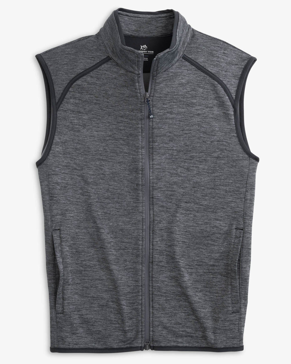 The front view of the Southern Tide Baybrook Heather Vest by Southern Tide - Heather Black