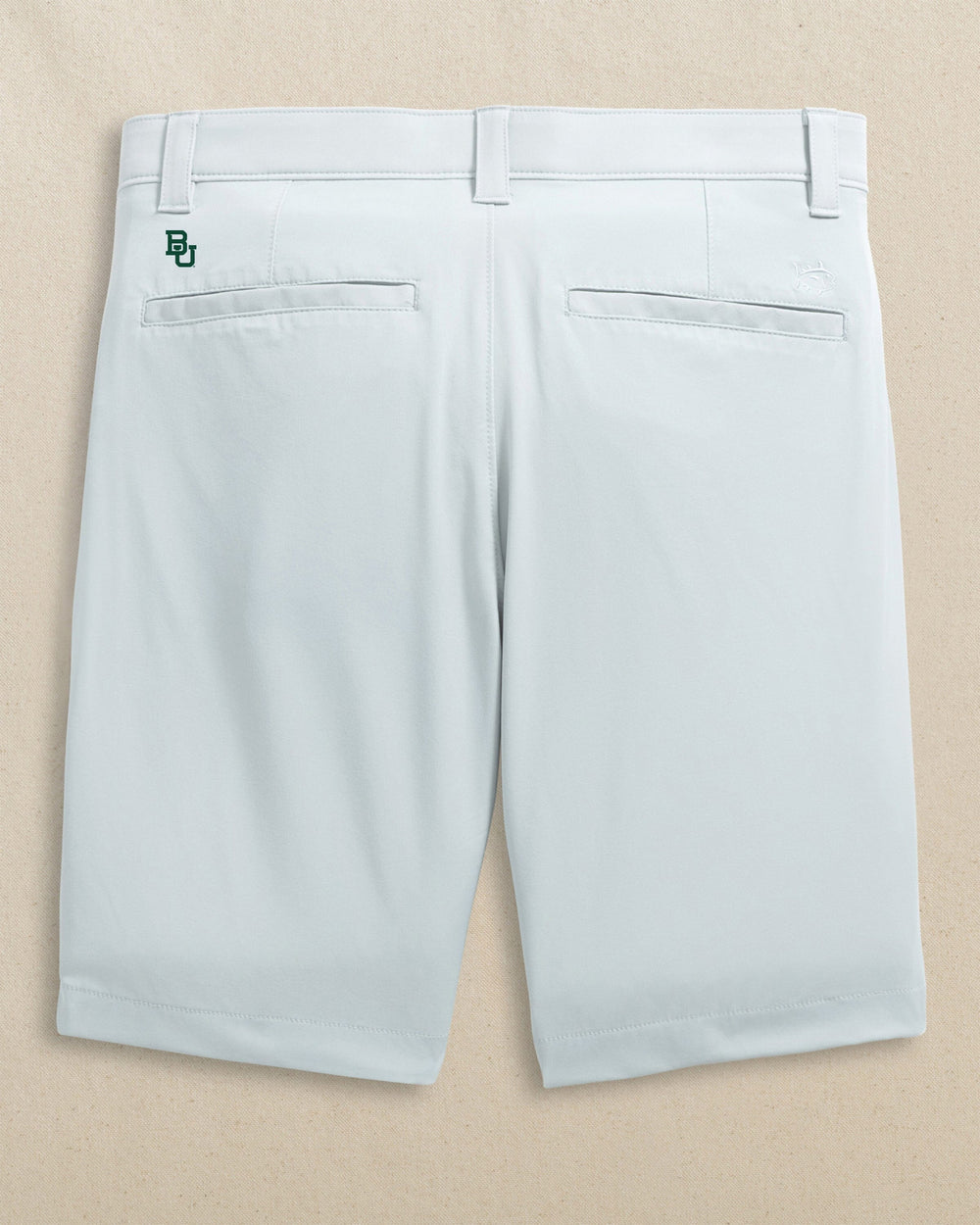The back view of the Southern Tide Baylor Bears Birdie 8" Coastal Breeze® Performance Short by Southern Tide - Seagull Grey