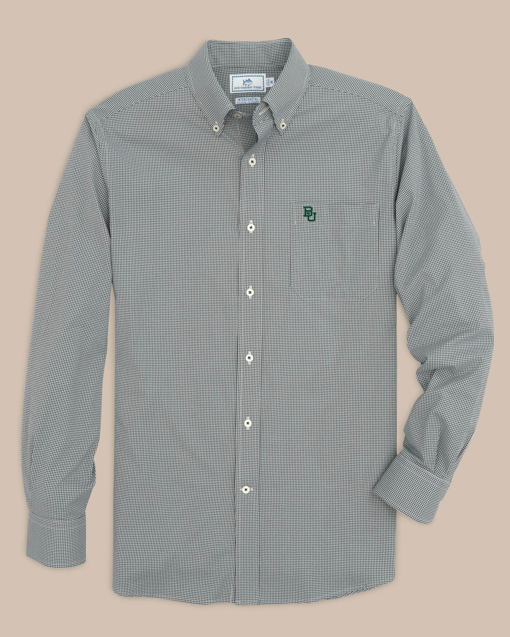 The front view of the Men's Black Baylor Gingham Button Down Shirt by Southern Tide - Black