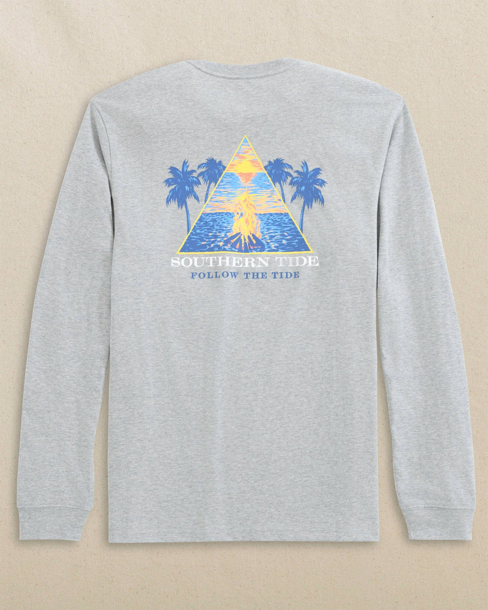 The back view of the Southern Tide Beach Bonefire Heather Long Sleeve T-Shirt by Southern Tide - Heather Grey