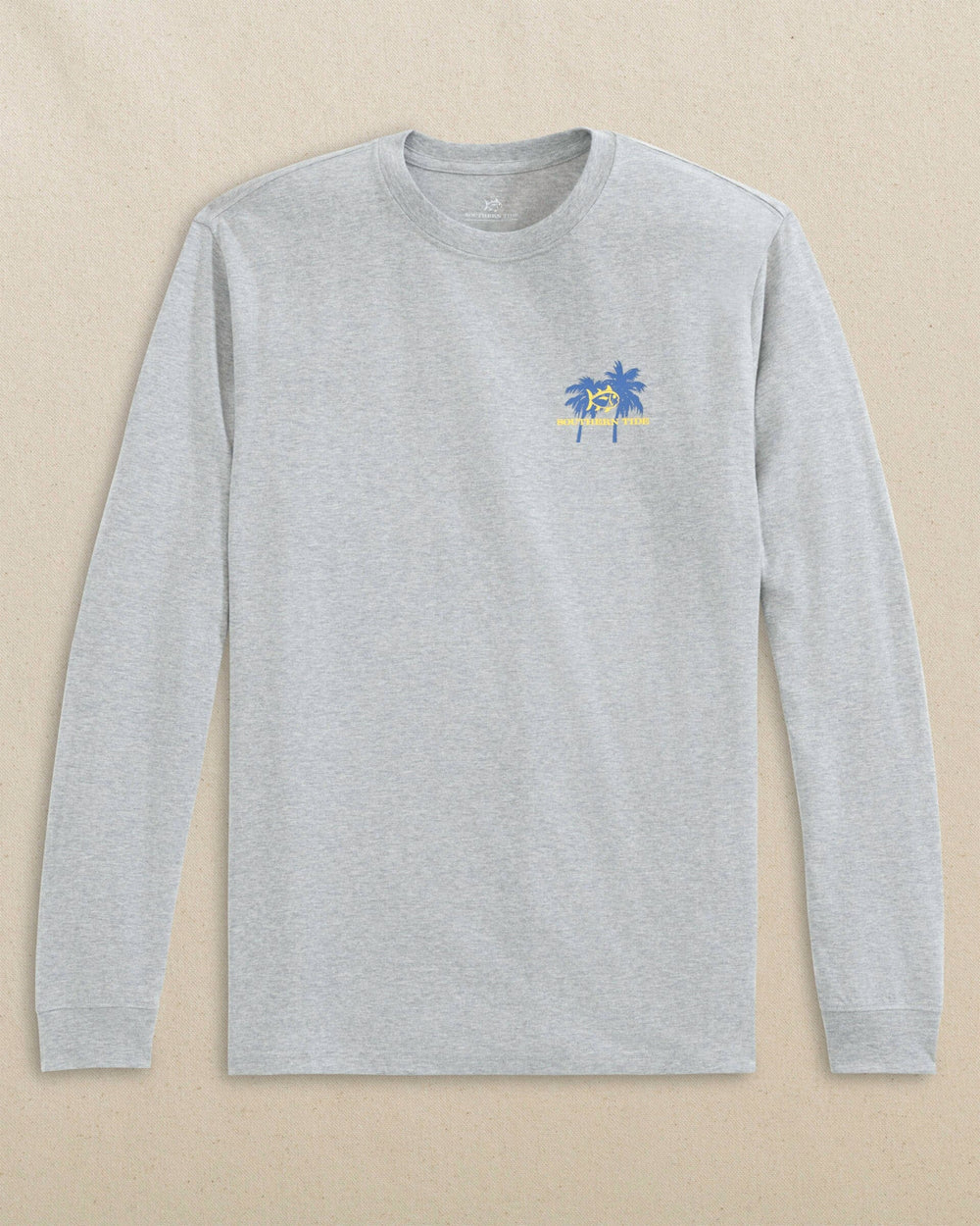 The front view of the Southern Tide Beach Bonefire Heather Long Sleeve T-Shirt by Southern Tide - Heather Grey