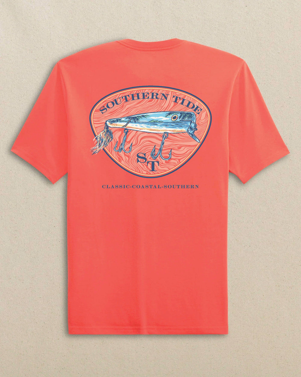 The back view of the Southern Tide Beach Lure Short Sleeve T-Shirt by Southern Tide - Orange Blossom