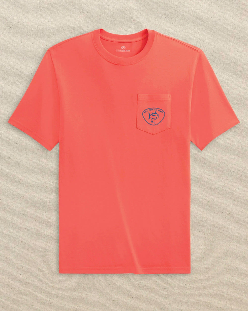The front view of the Southern Tide Beach Lure Short Sleeve T-Shirt by Southern Tide - Orange Blossom