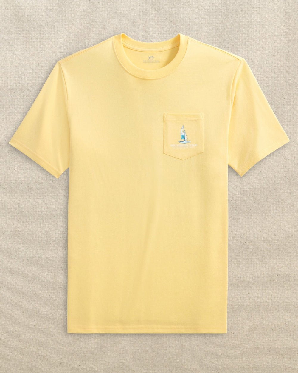 The front view of the Southern Tide Beachside Catamarans Short Sleeve T-Shirt by Southern Tide - Pineapple