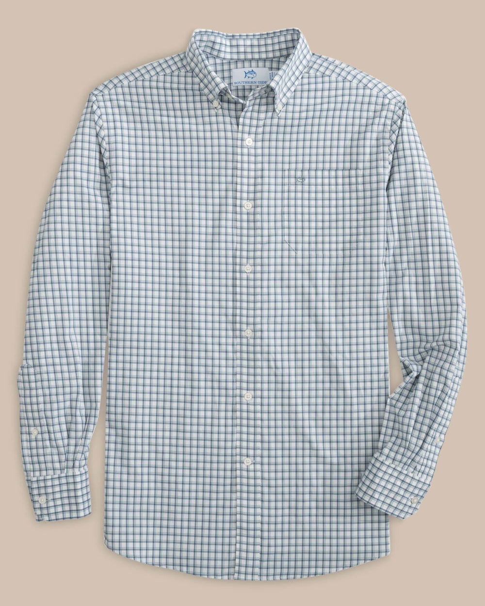 The front view of the Southern Tide Bellevue Plaid Sport Shirt by Southern Tide - Blue Haze