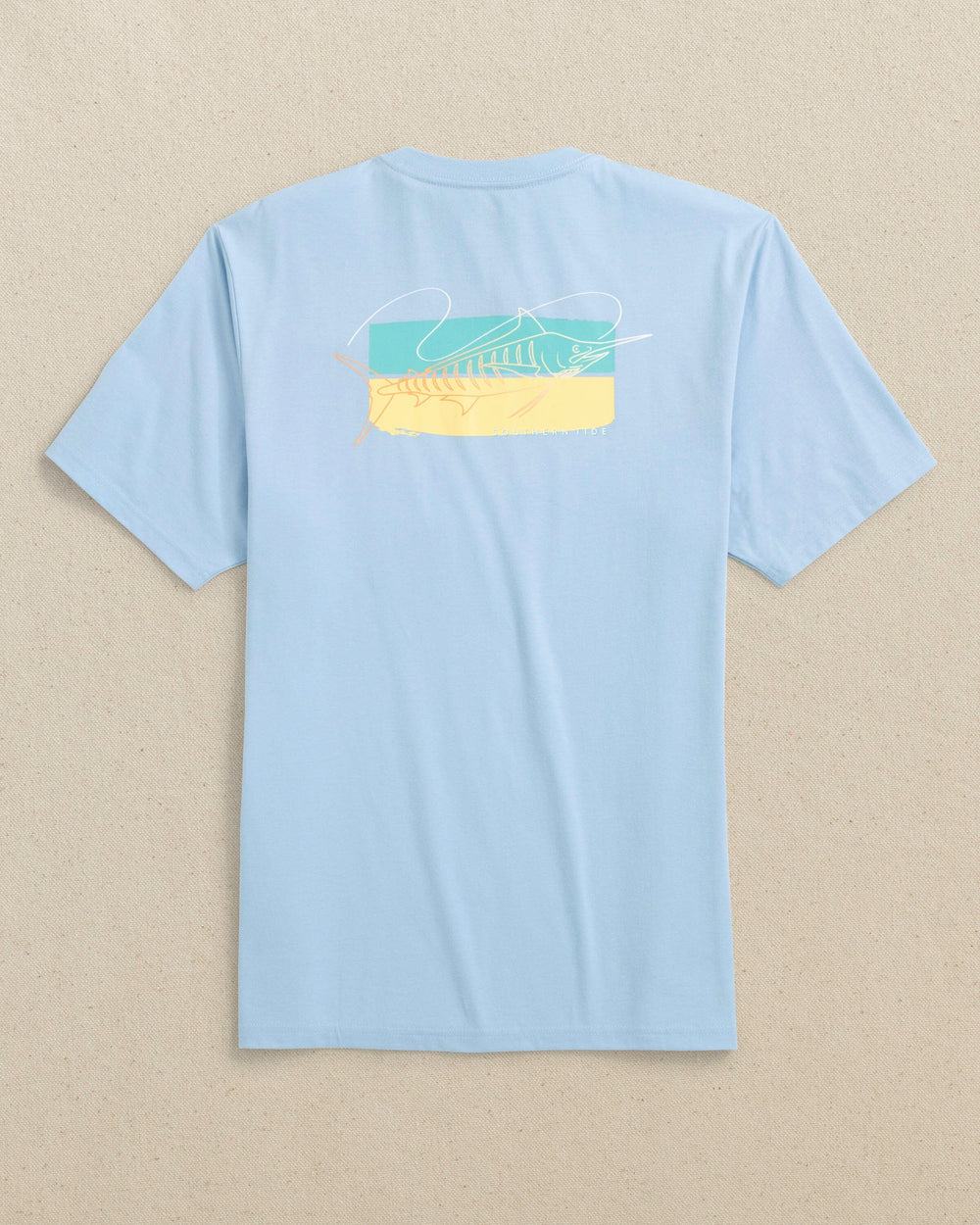 The back view of the Southern Tide Big Game Marlin Short Sleeve T-Shirt by Southern Tide - Cerulean